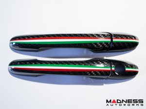 FIAT 500 Exterior Door Handle Kit - Carbon Fiber - Italian Racing Stripe Design